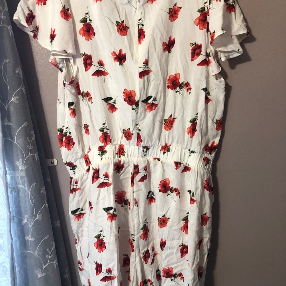 White & red floral Romper!